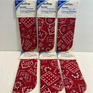 Bondex Canvas Patch Red Bandana Iron On Cotton 6 2 Packs Crafts Repair